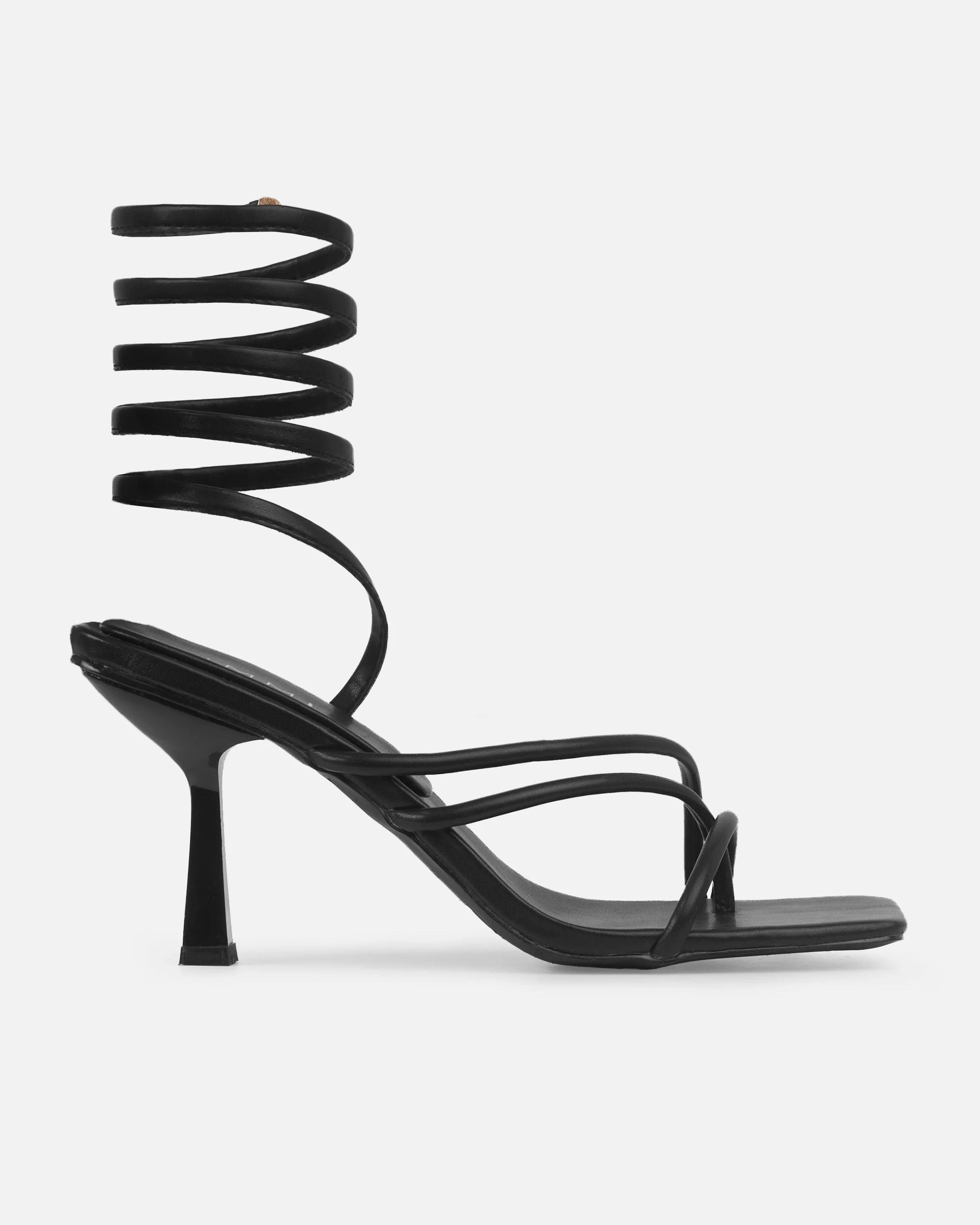 Tasha Ghouri Alisa Black Spiral Mid Heels - Image 2