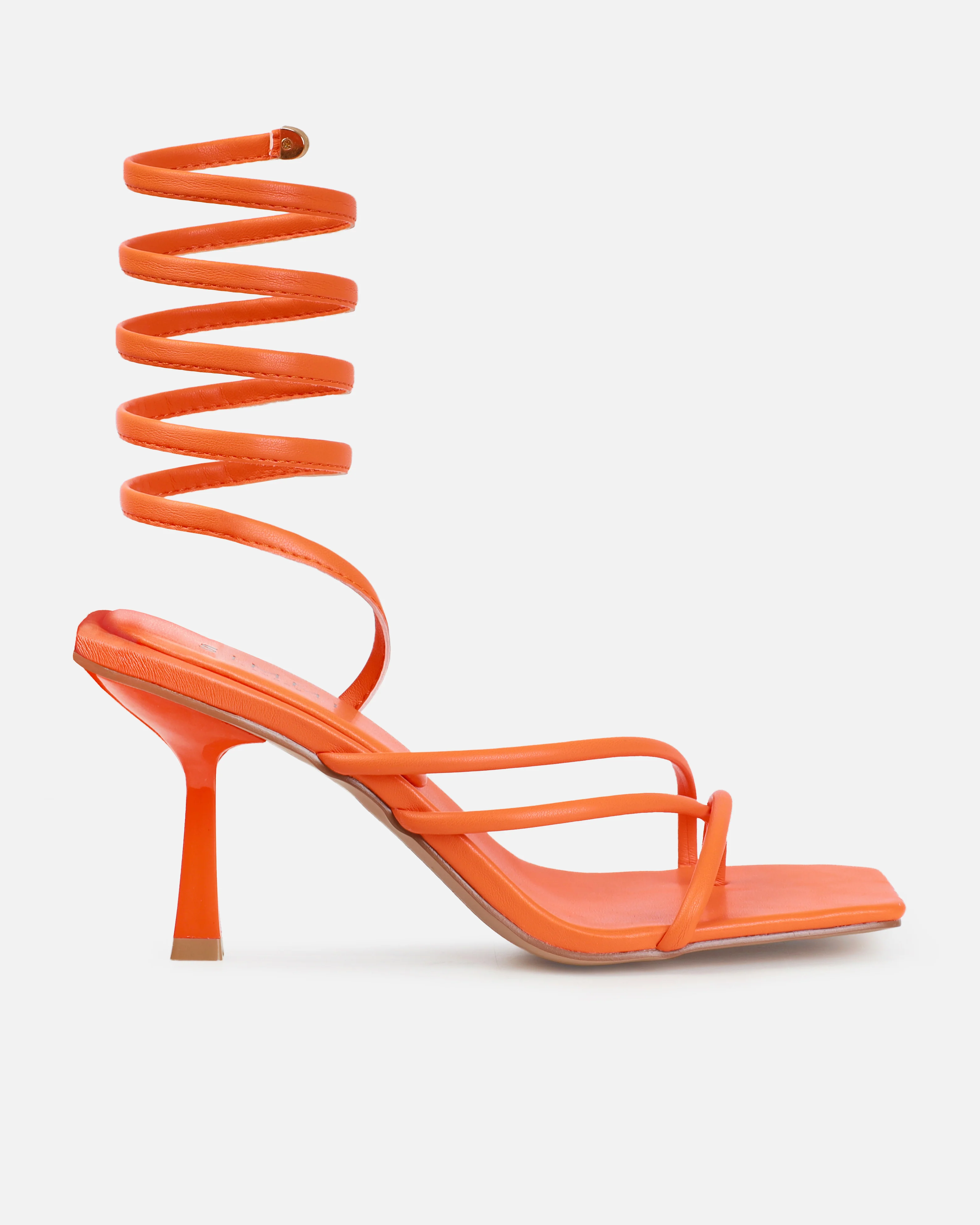 Tasha Ghouri Alisa Orange Spiral Mid Heels - Image 2