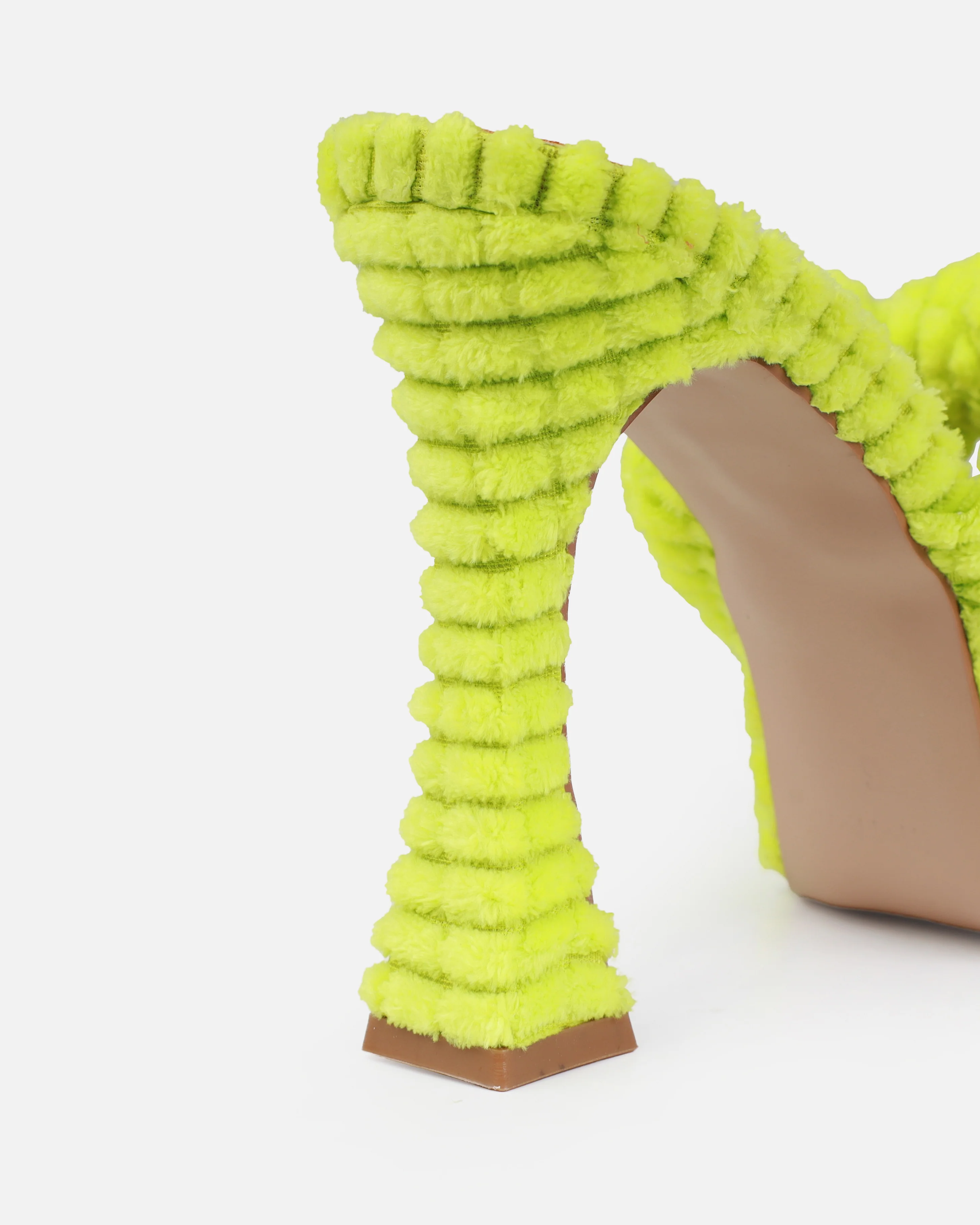 Tasha Ghouri Cedar Lime Green Towelling Knot Platform Mules - Image 3