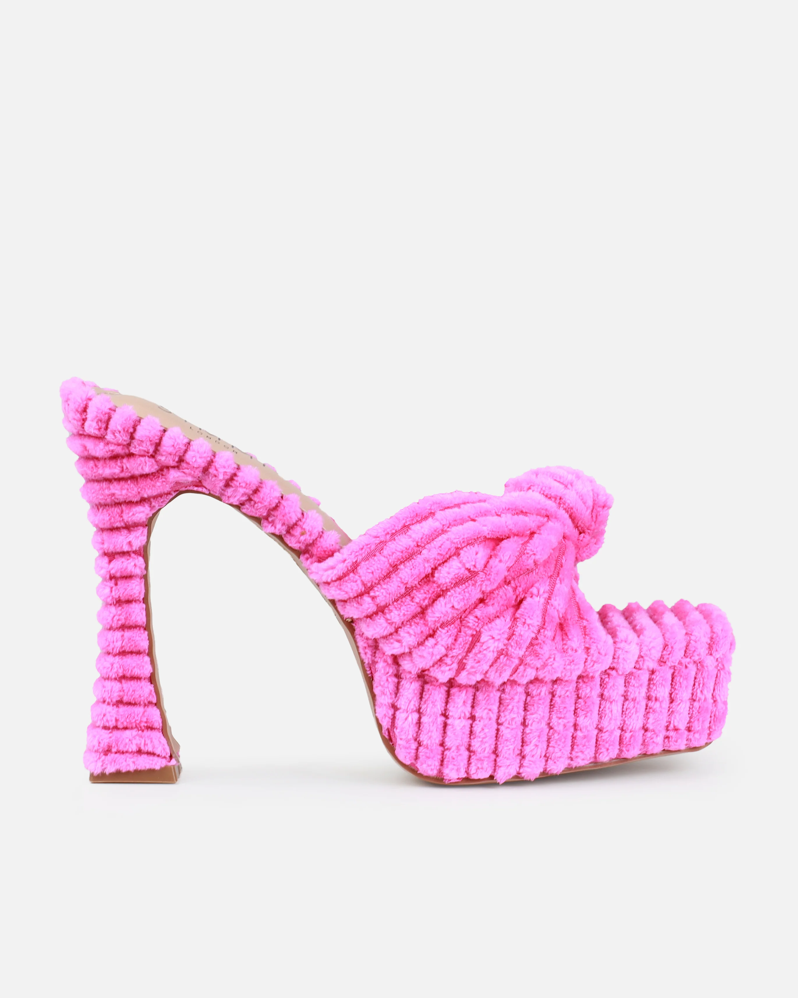 Tasha Ghouri Cedar Pink Towelling Knot Platform Mules - Image 2