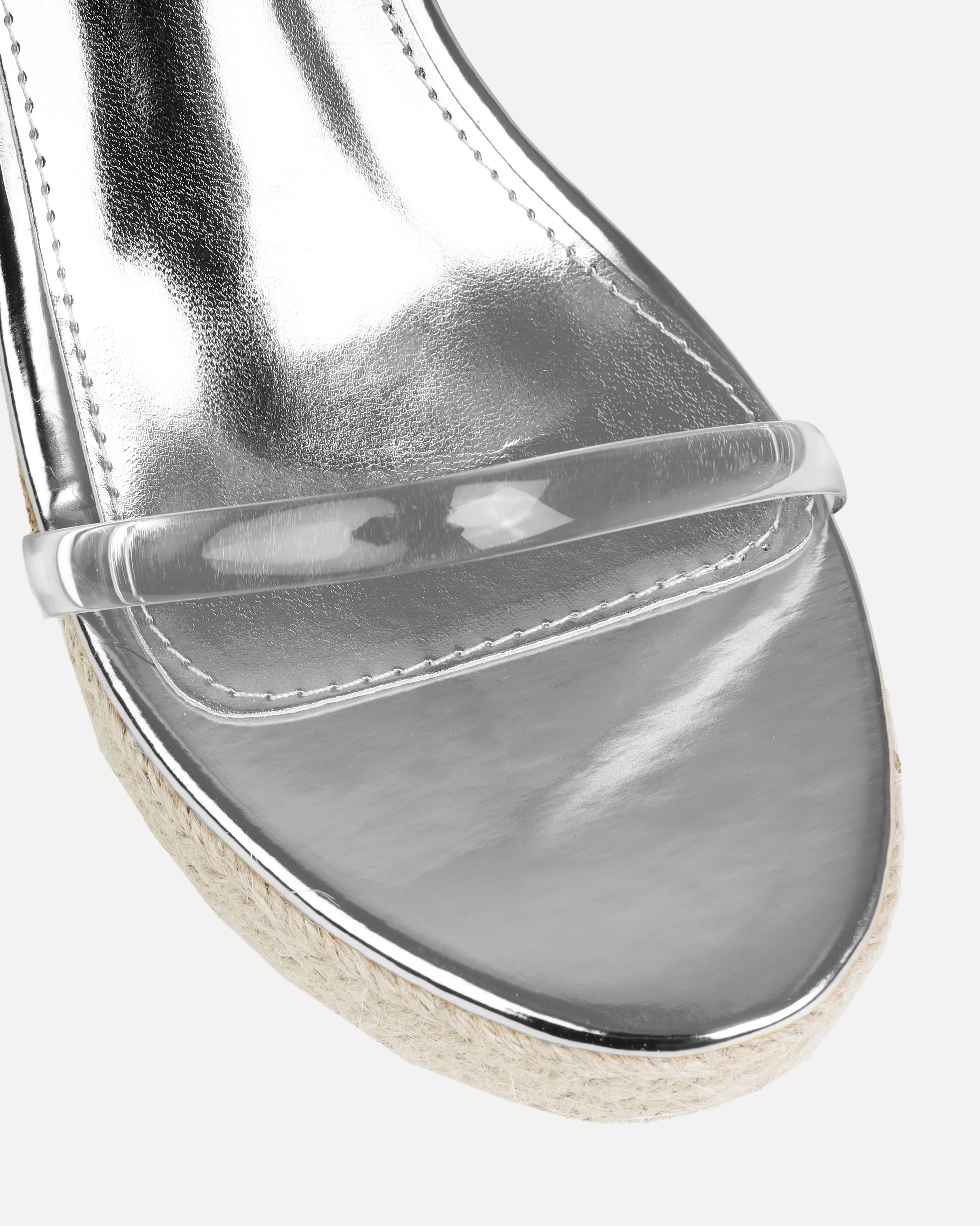 Tasha Ghouri Cove Silver Clear Diamante Wedges - Image 4