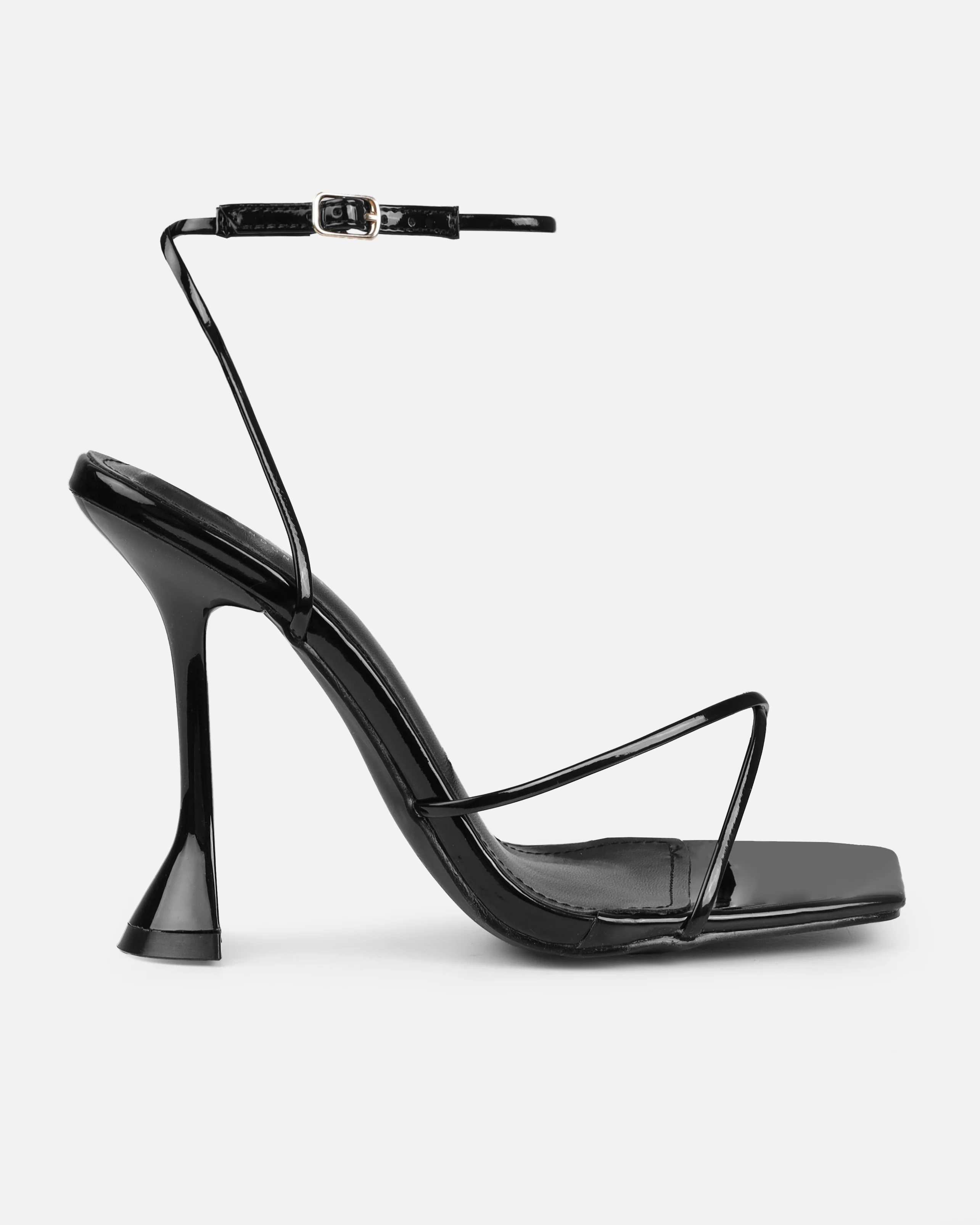 Tasha Ghouri Darii Black Patent Flared Stiletto Heels - Image 2