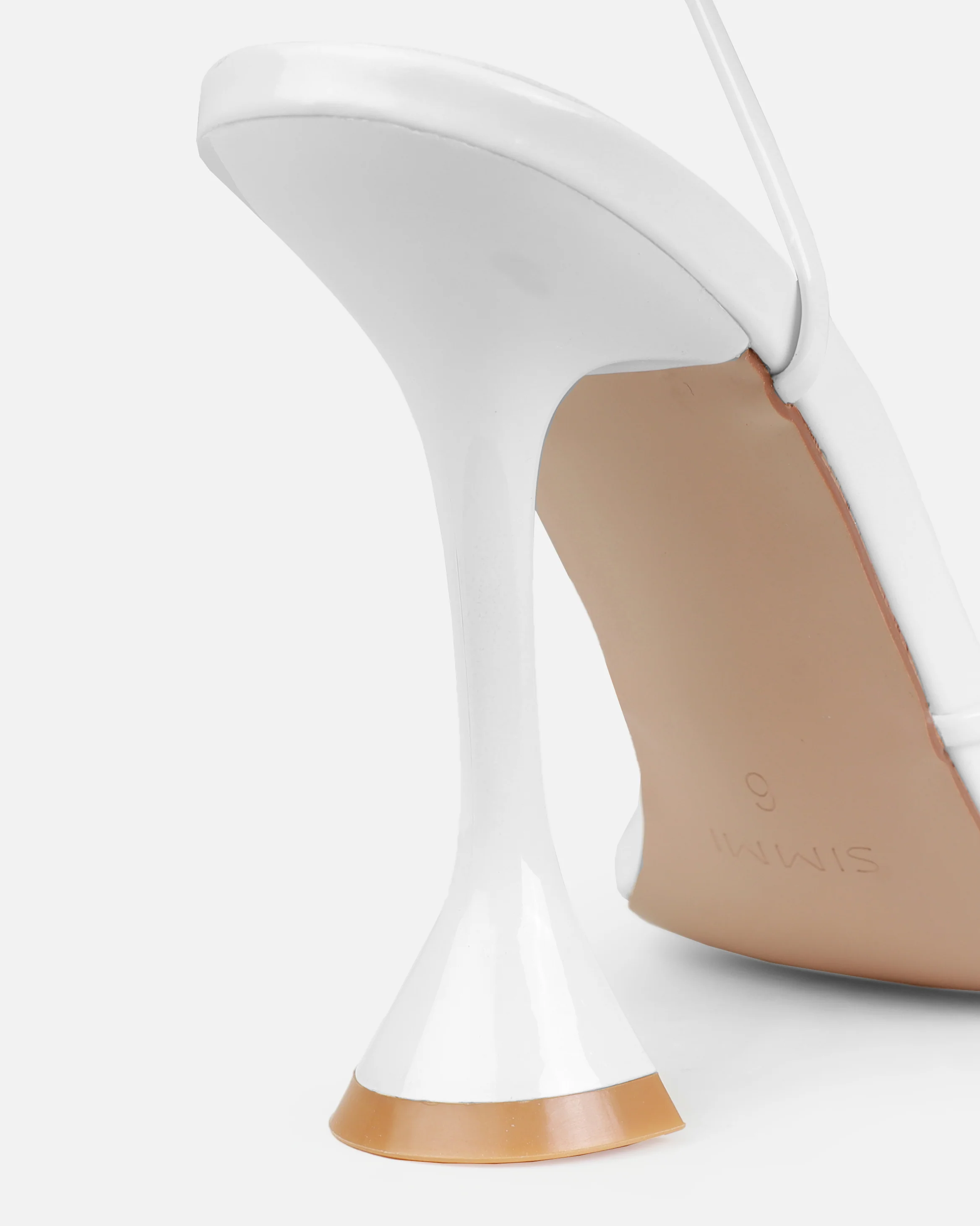 Tasha Ghouri Darii White Patent Flared Stiletto Heels - Image 3