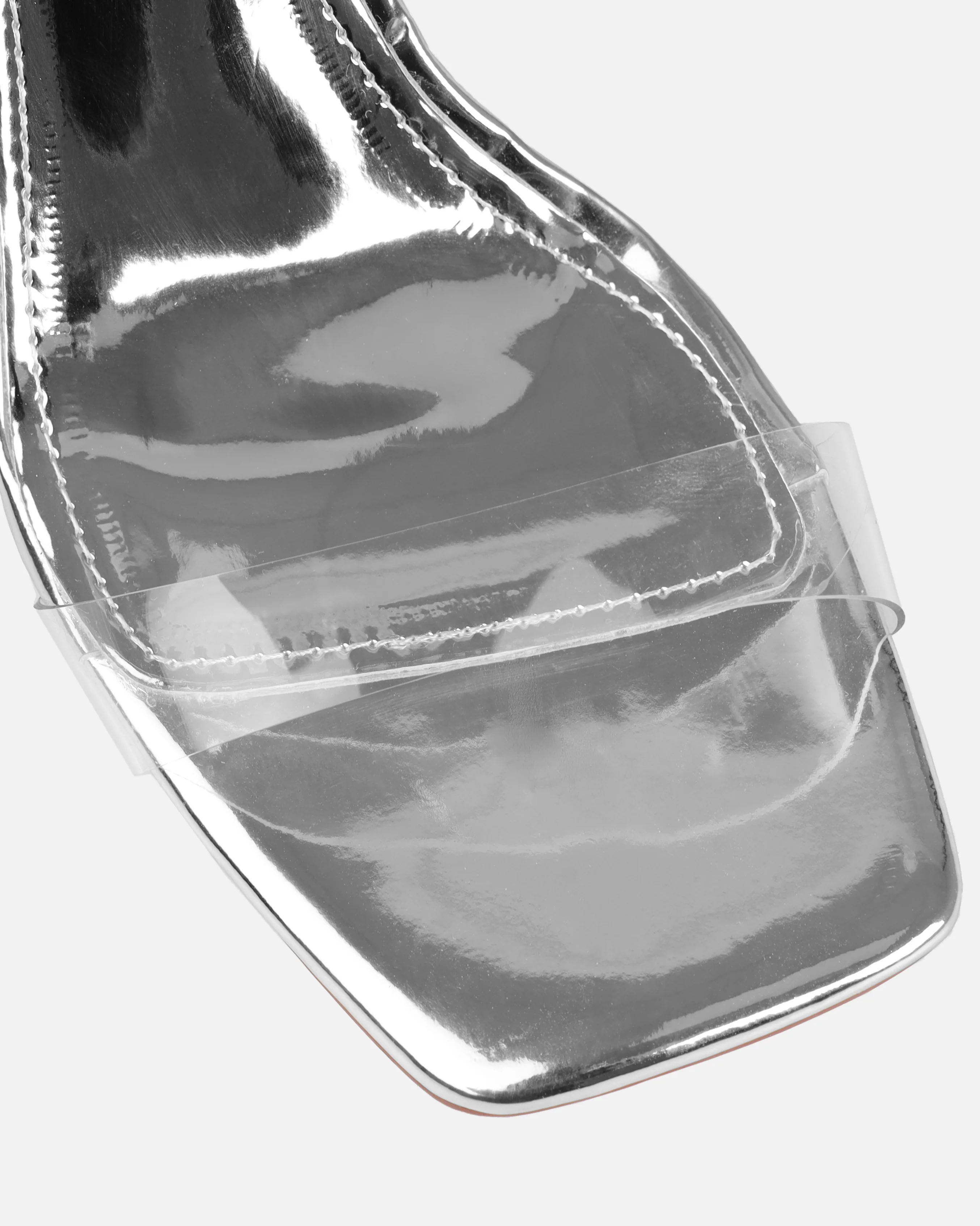 Tasha Ghouri Noana Silver Patent Clear Wedges - Image 4