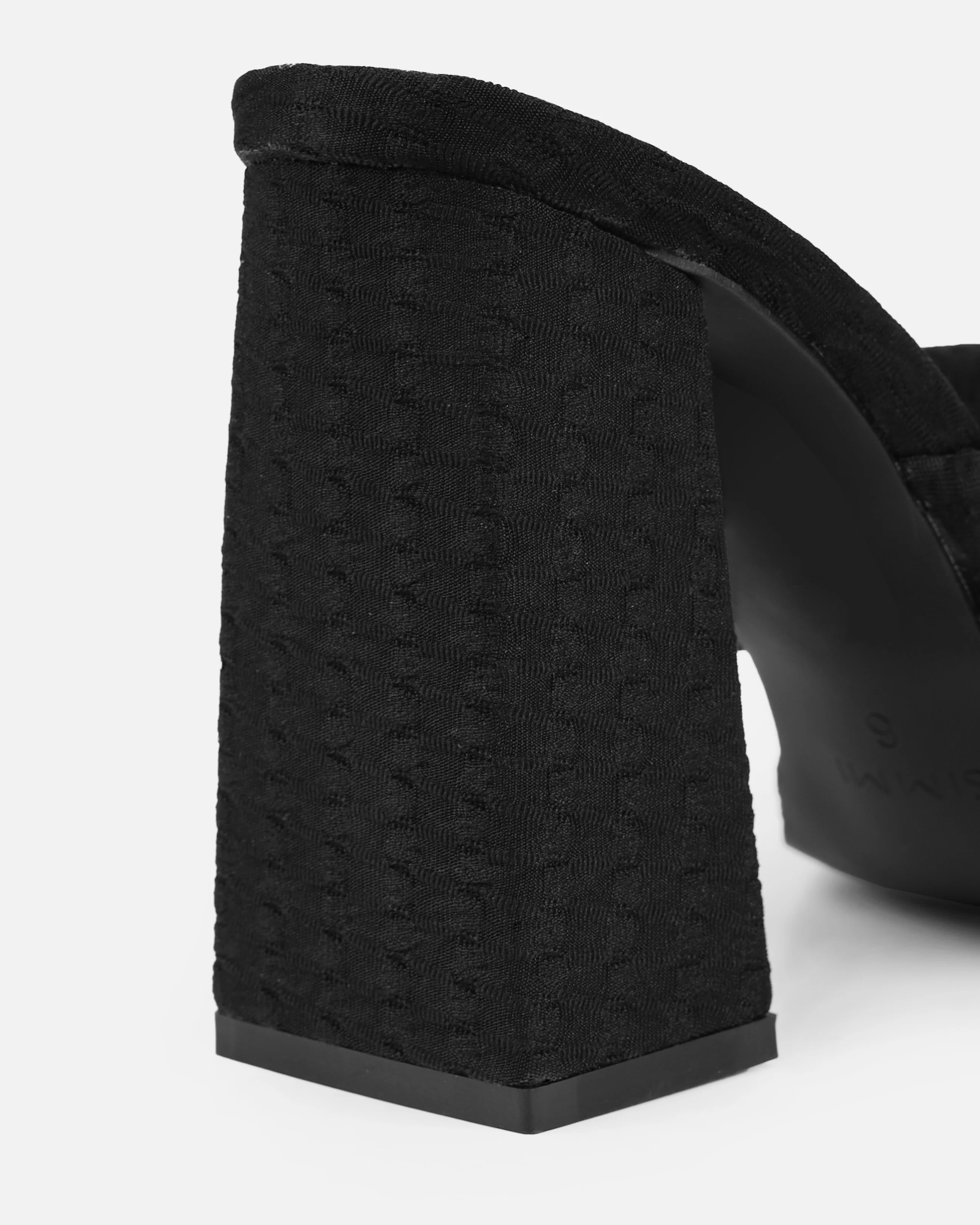 Tasha Ghouri Oona Black Textured Twist Block Mules - Image 3