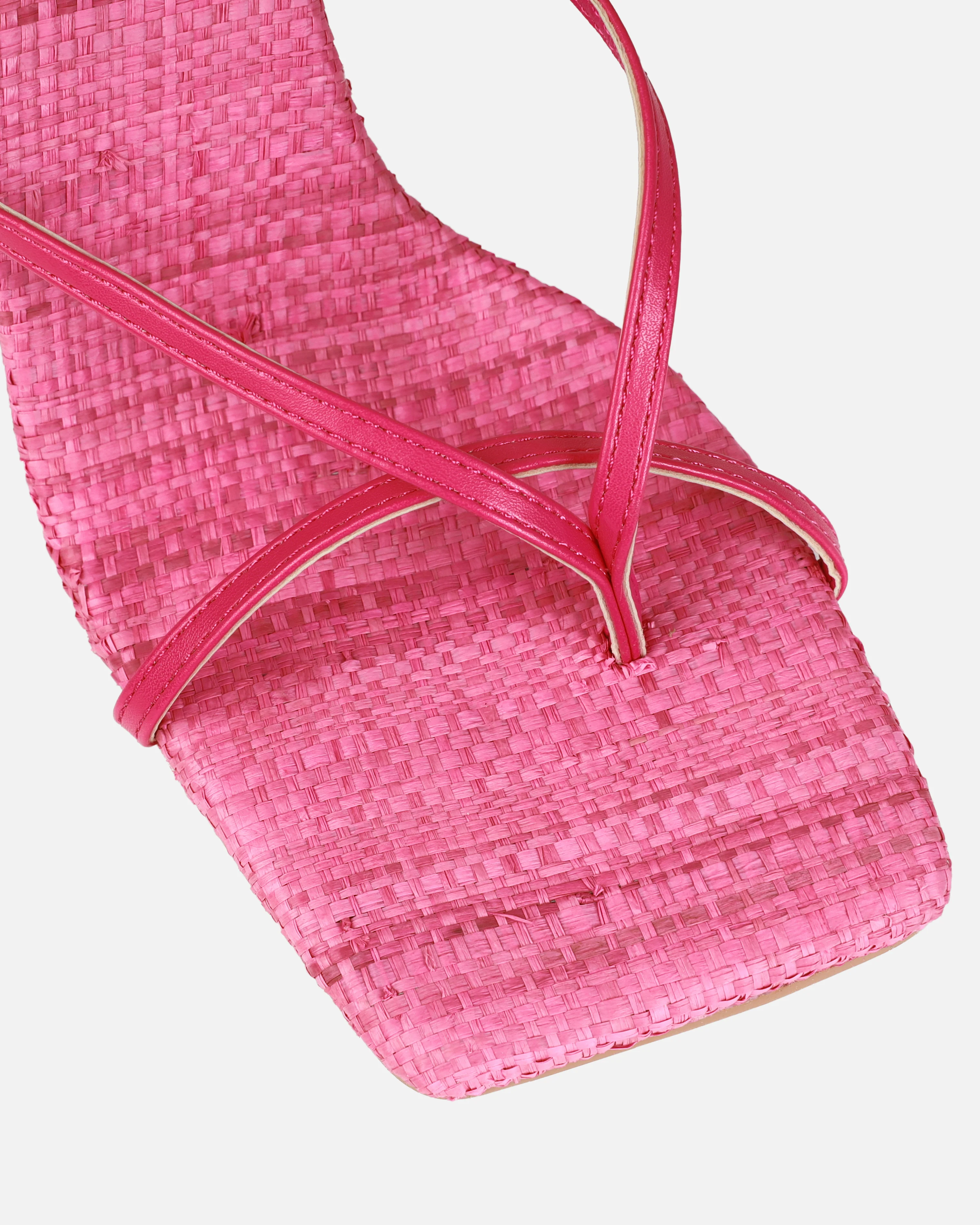 Tasha Ghouri Ratana Pink Raffia Toe Thong Heels - Image 4