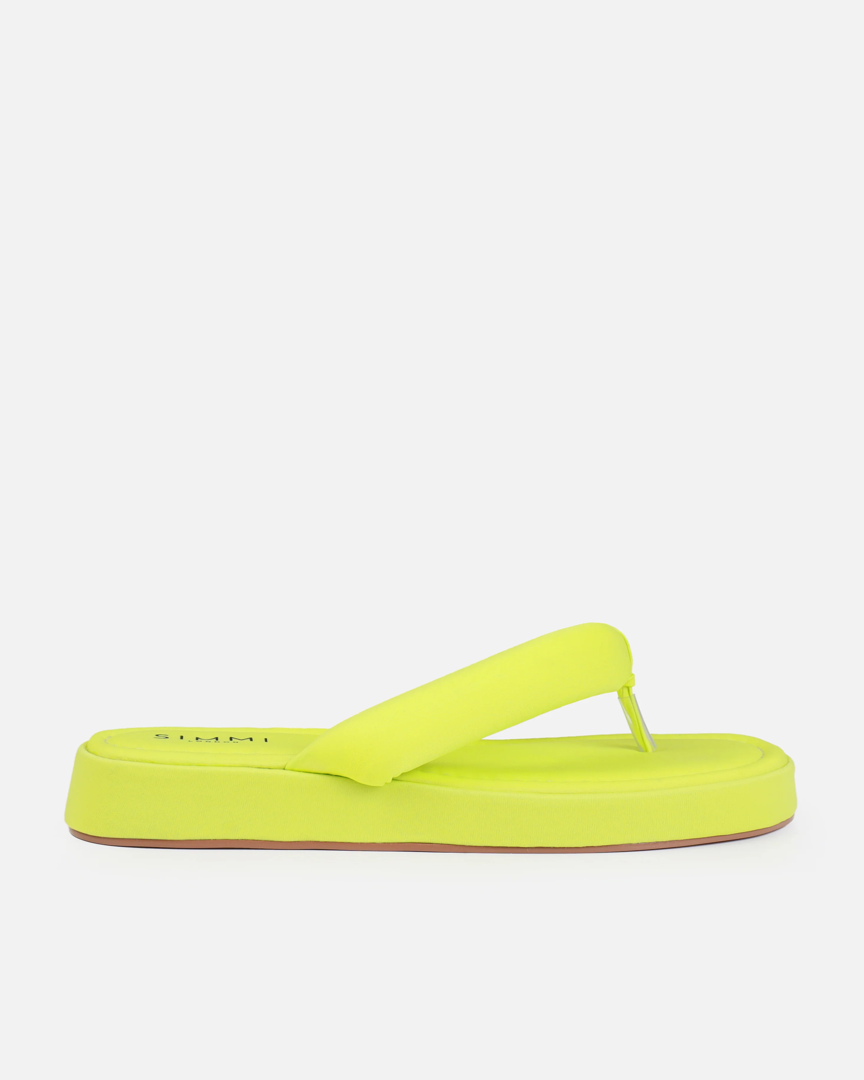 Tasha Ghouri Rowena Lime Green Lycra Toe Thong Flatform Sandals - Image 2