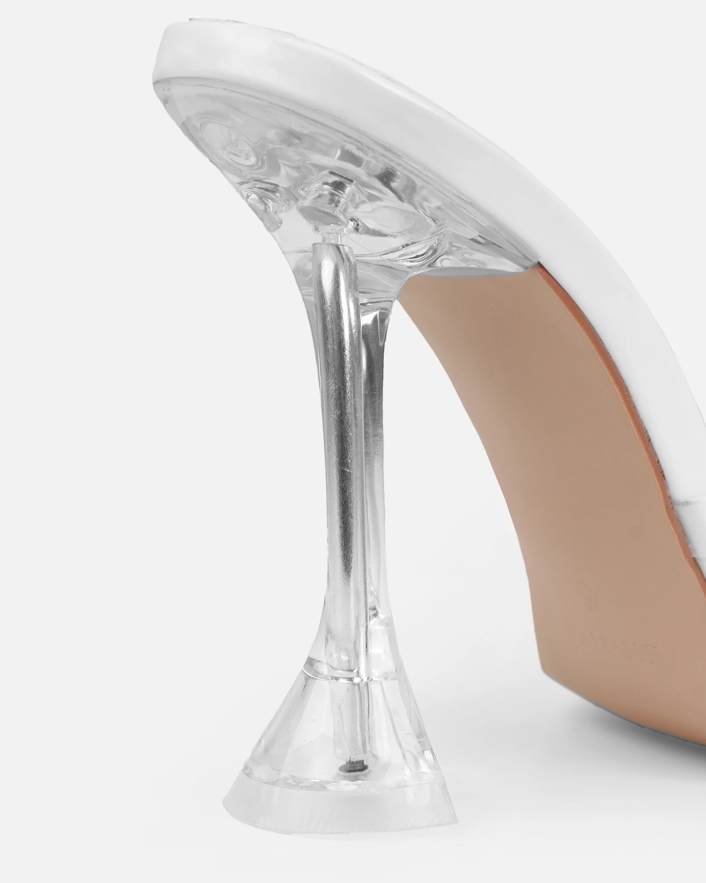 Tasha Ghouri Vietta White Clear Flower Gems Flared Mules - Image 3