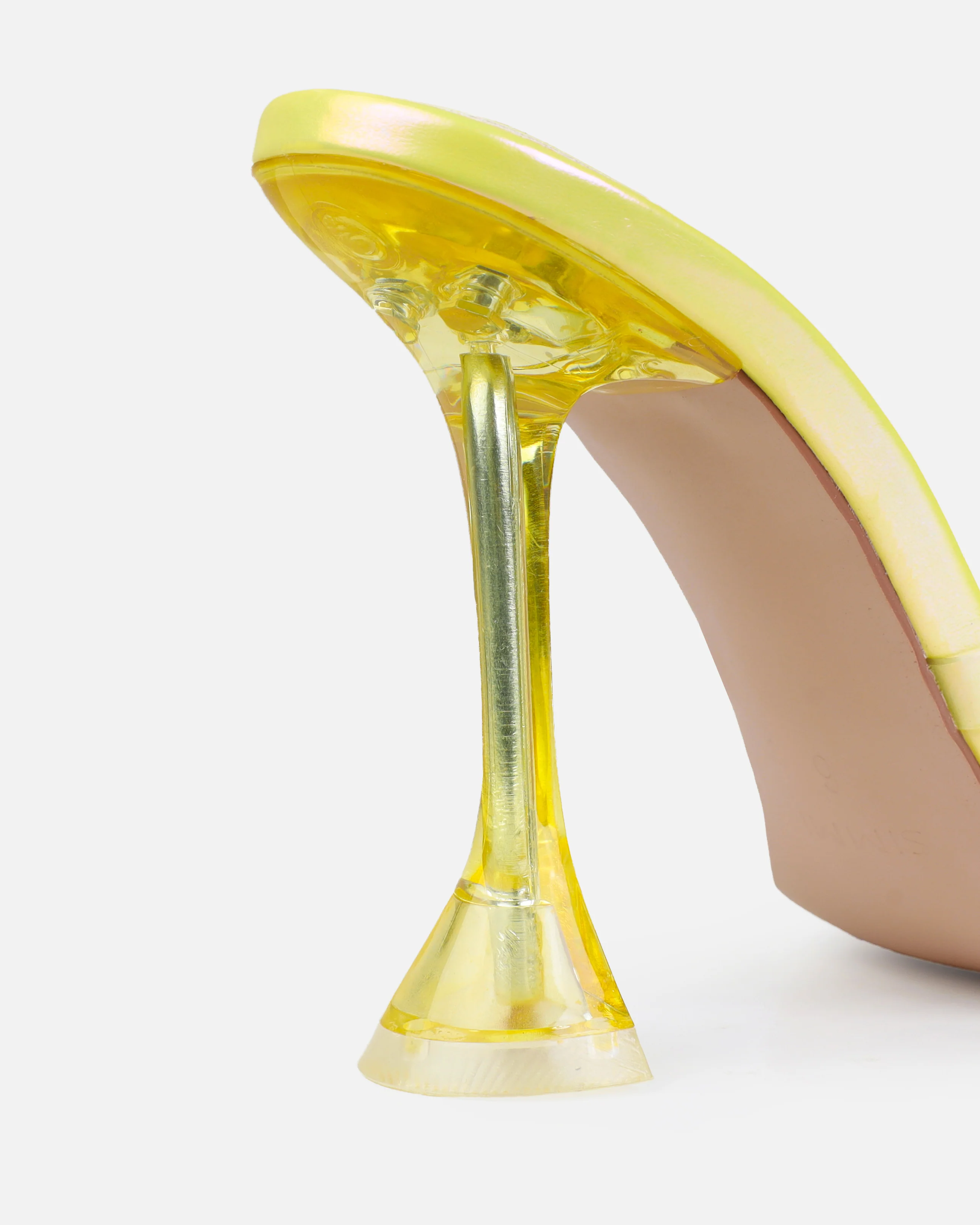 Tasha Ghouri Vietta Yellow Clear Flower Gems Flared Mules - Image 3