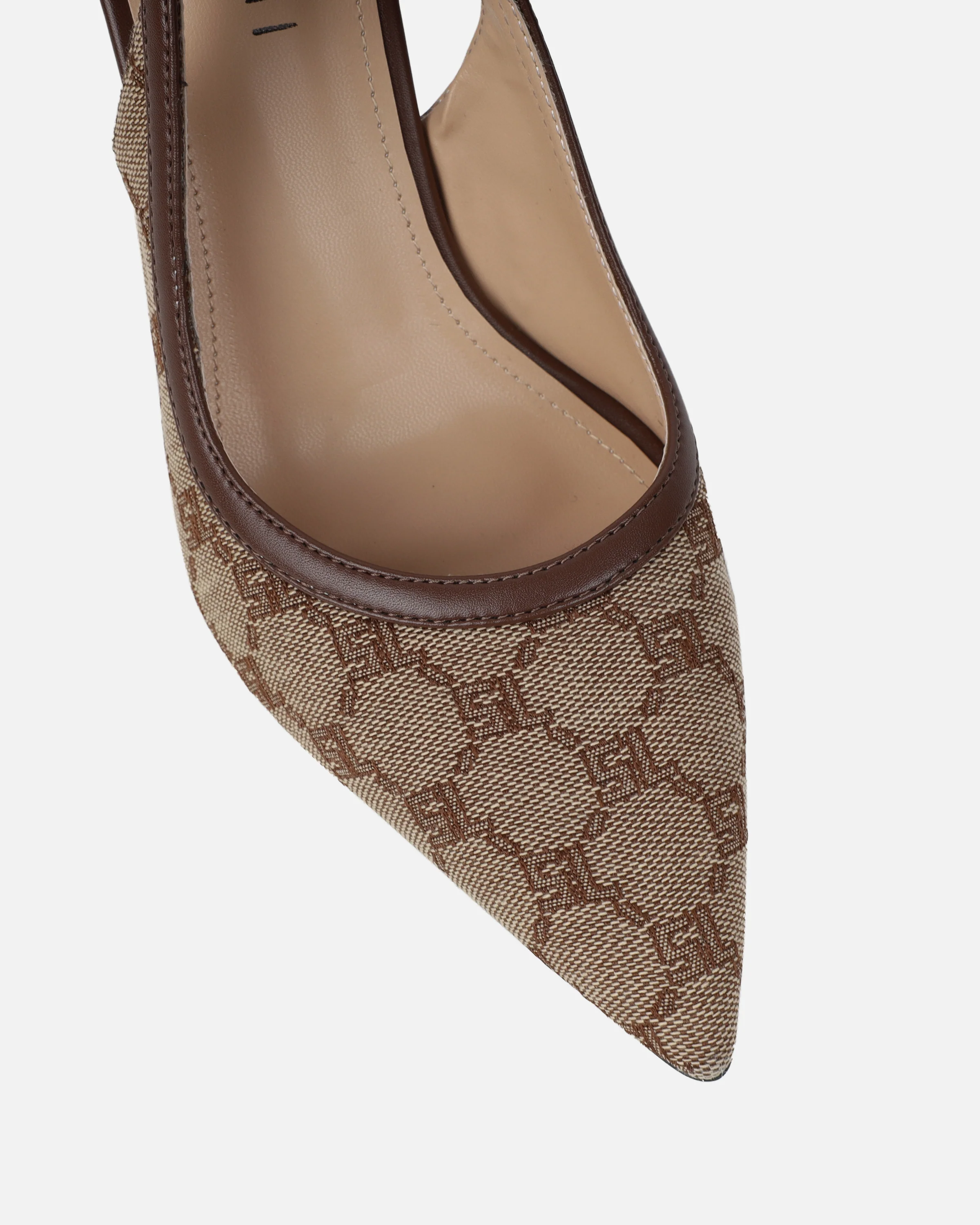 Tessah Brown Monogram Sling Back Court Shoes - Image 4