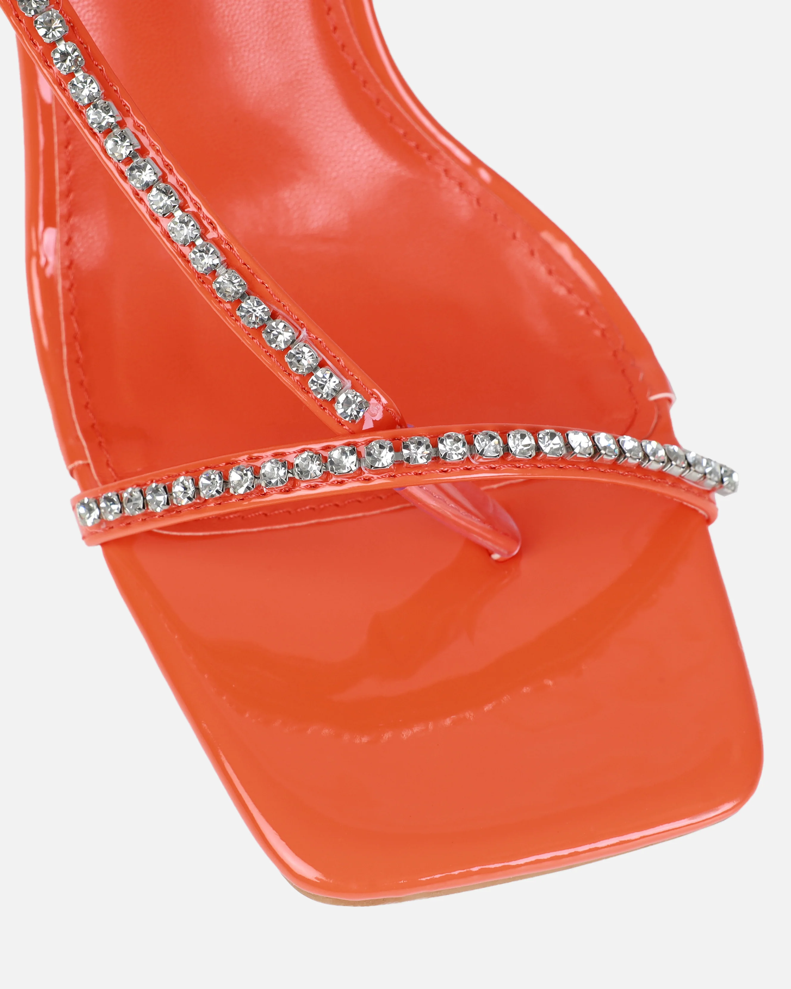 Tiamo Orange Diamante Toe Thong Heart Heels - Image 4
