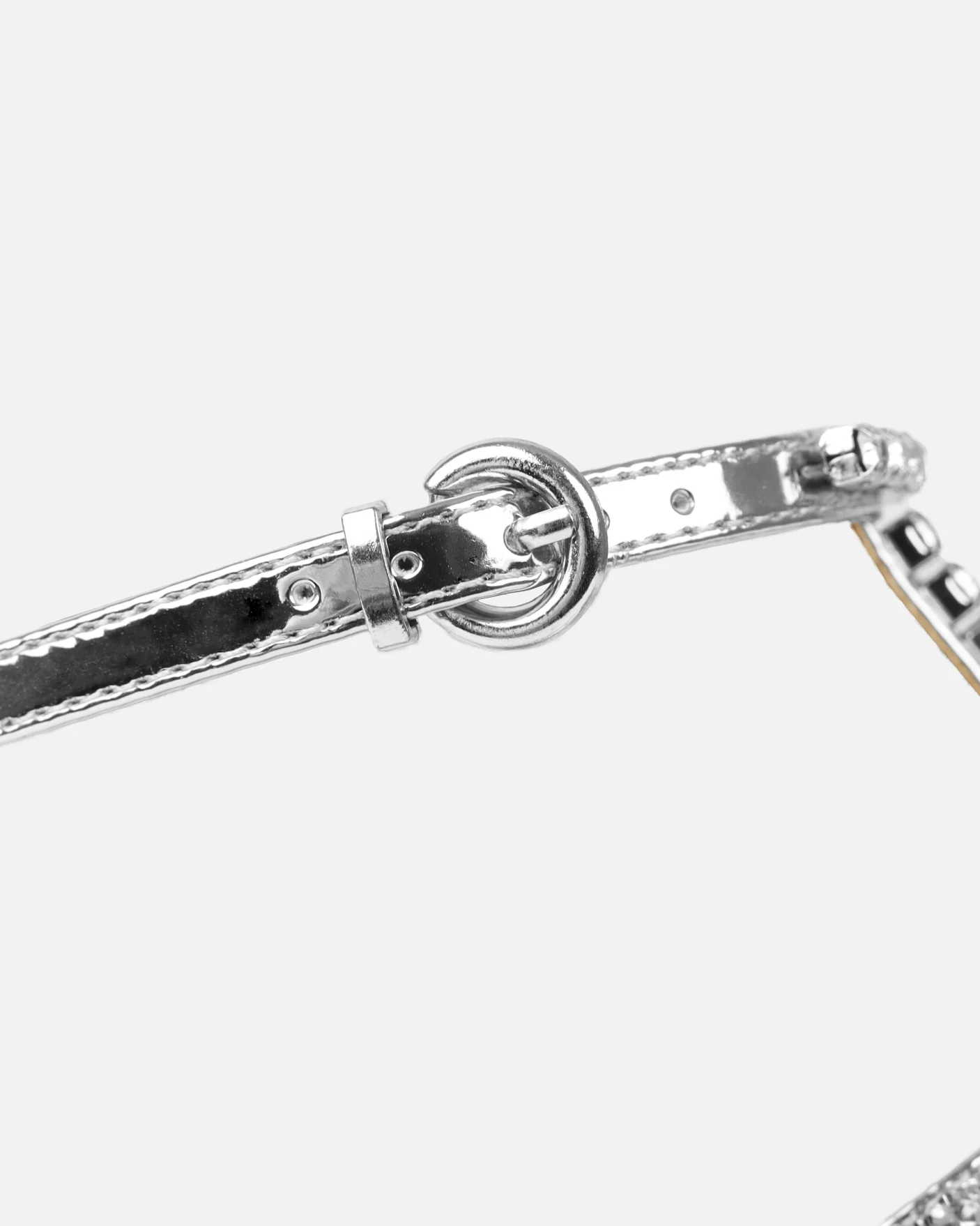 Trinitay Silver Mirror Flat Diamante Sandals - Image 3