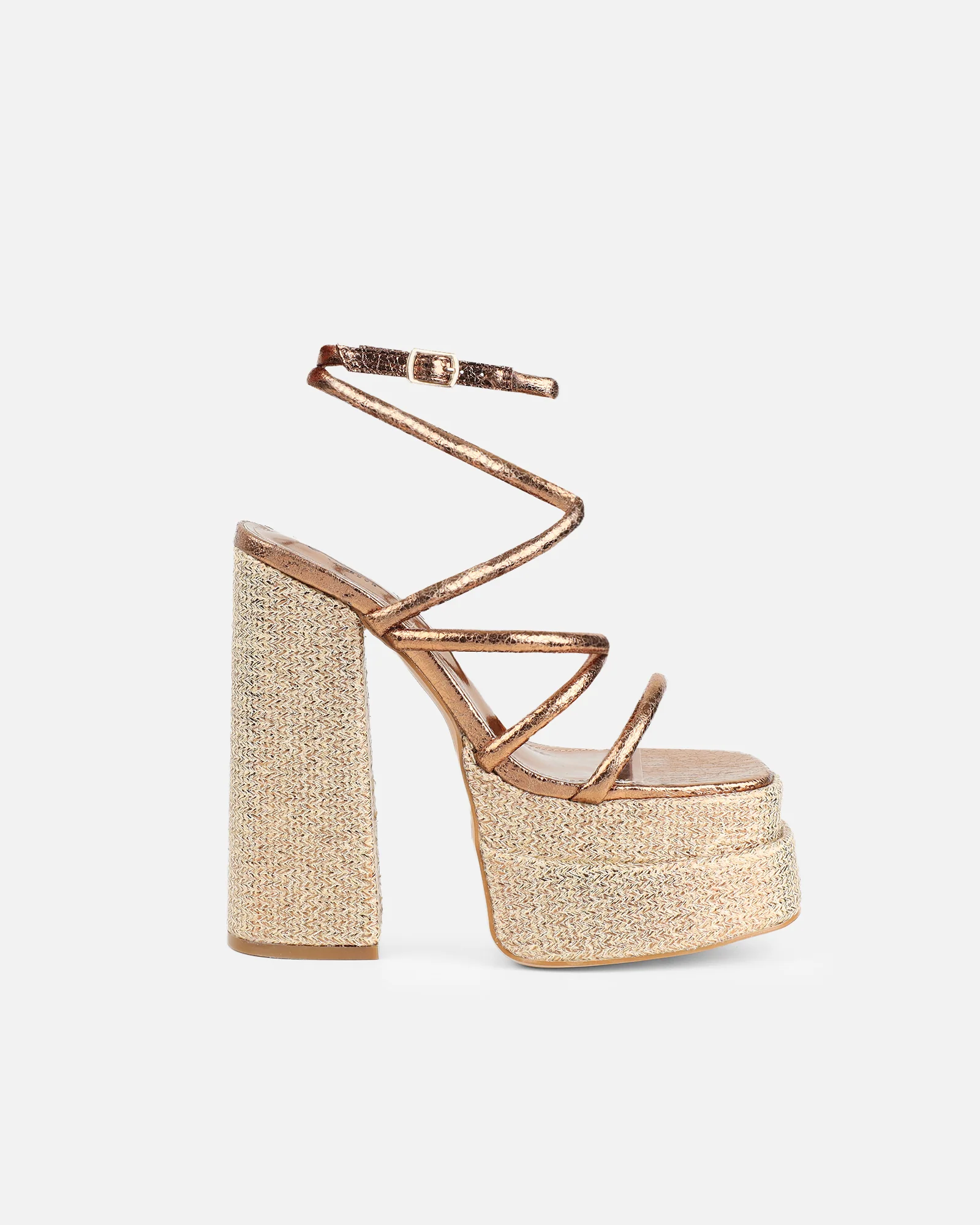 Troppaz Bronze Metallic Platform Heeled Sandals - Image 2