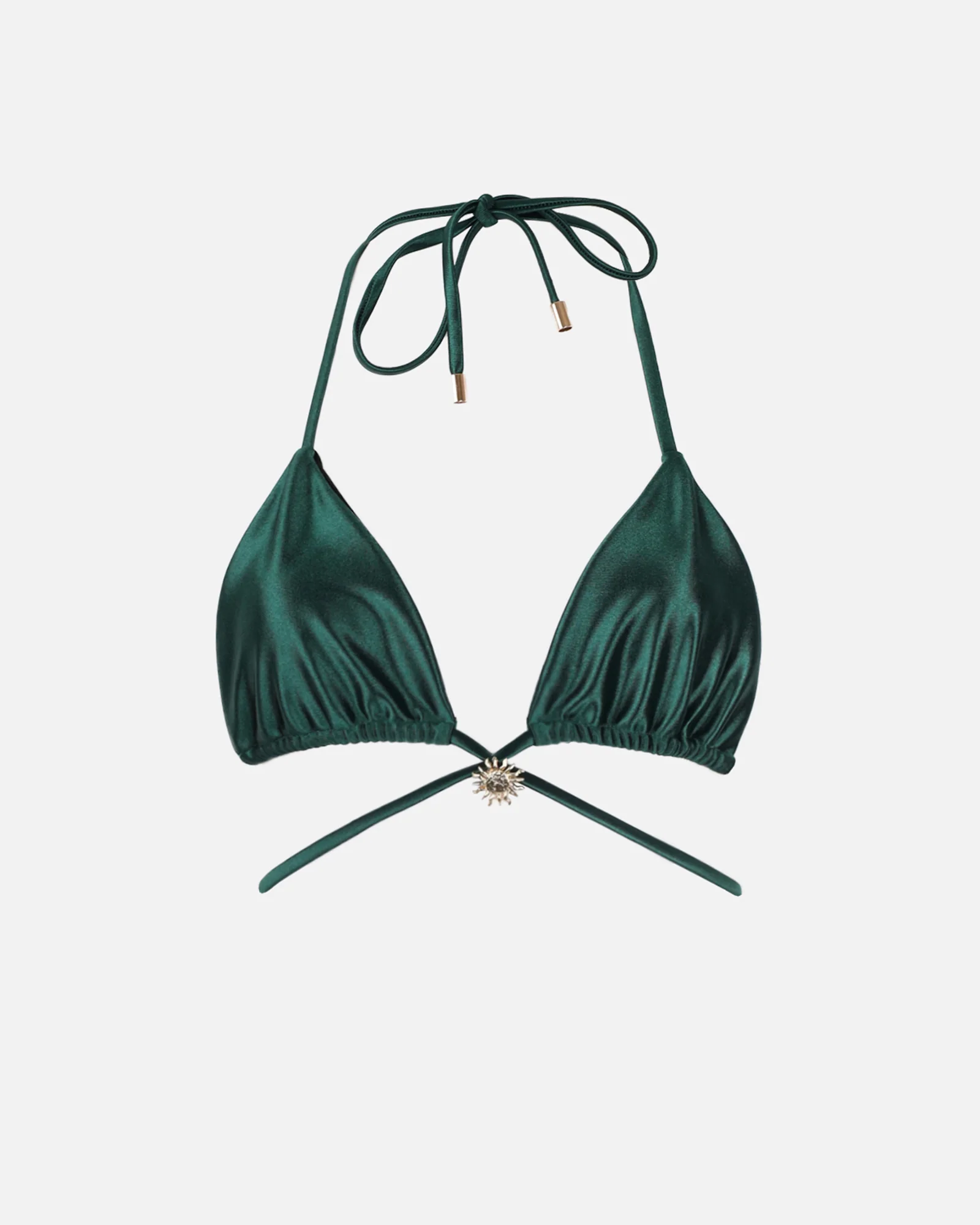 Tulay Emerald Satin Sun Charm Bikini Top - Image 6