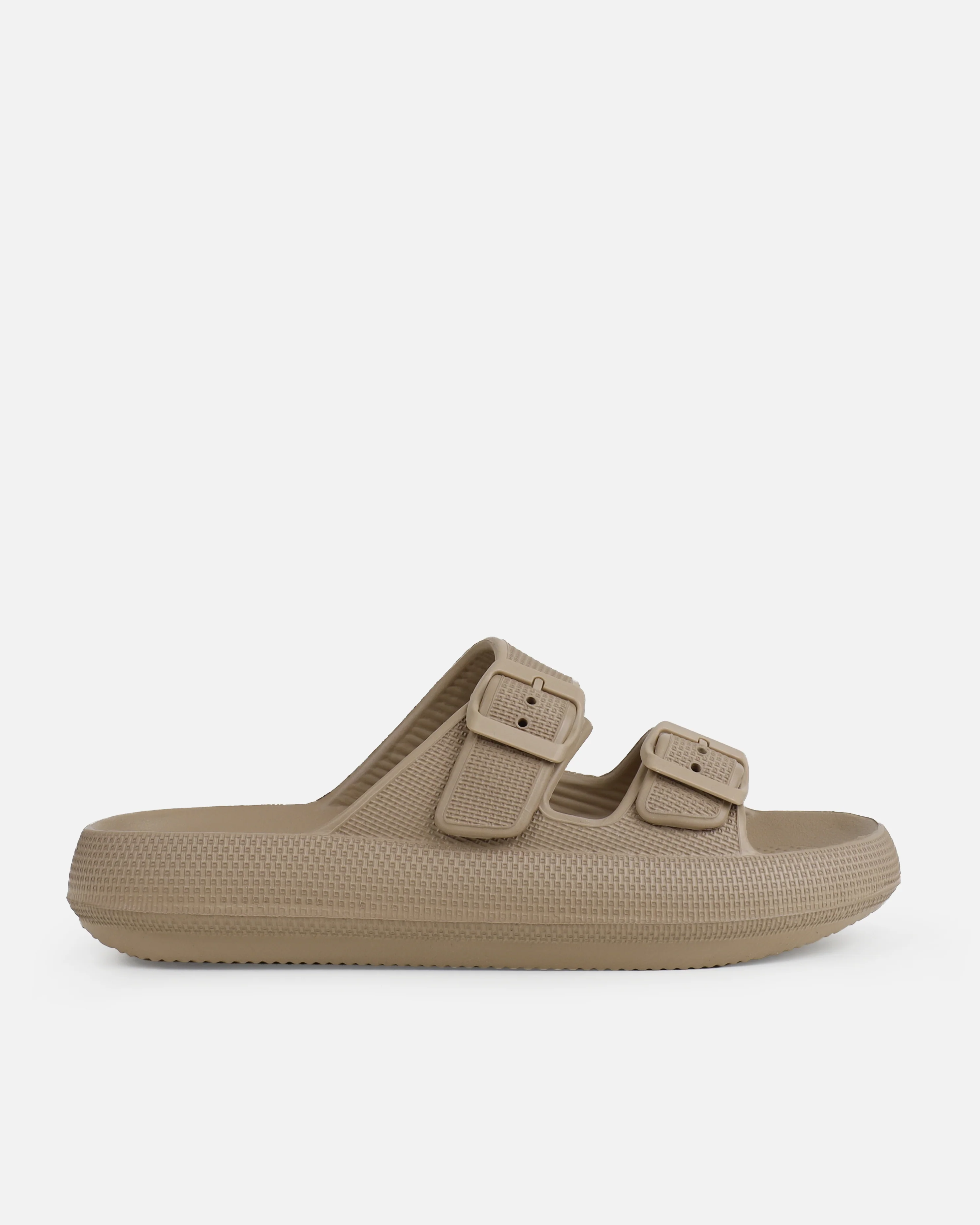 Wynna Mocha Double Buckle Flat Slides - Image 2