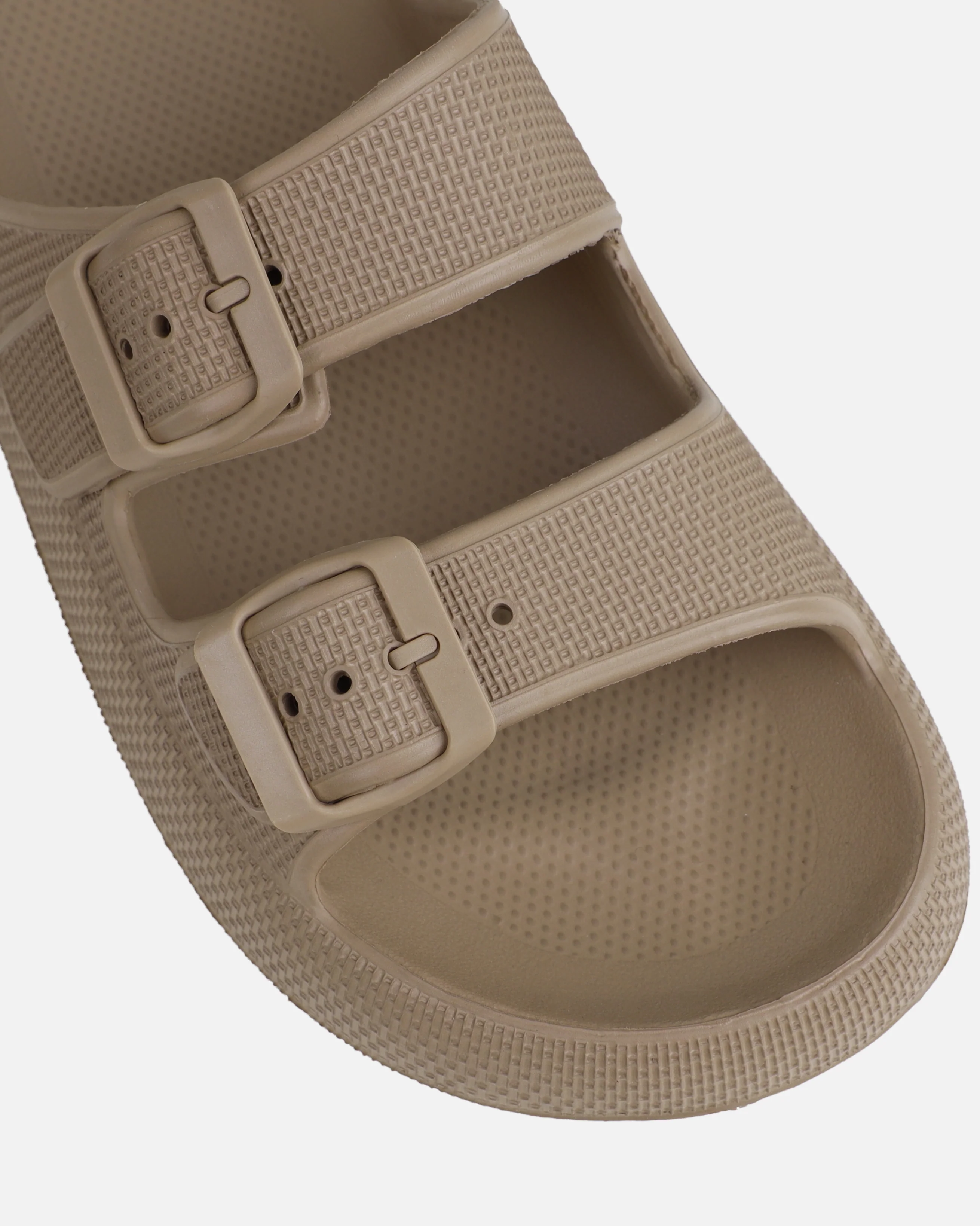 Wynna Mocha Double Buckle Flat Slides - Image 4