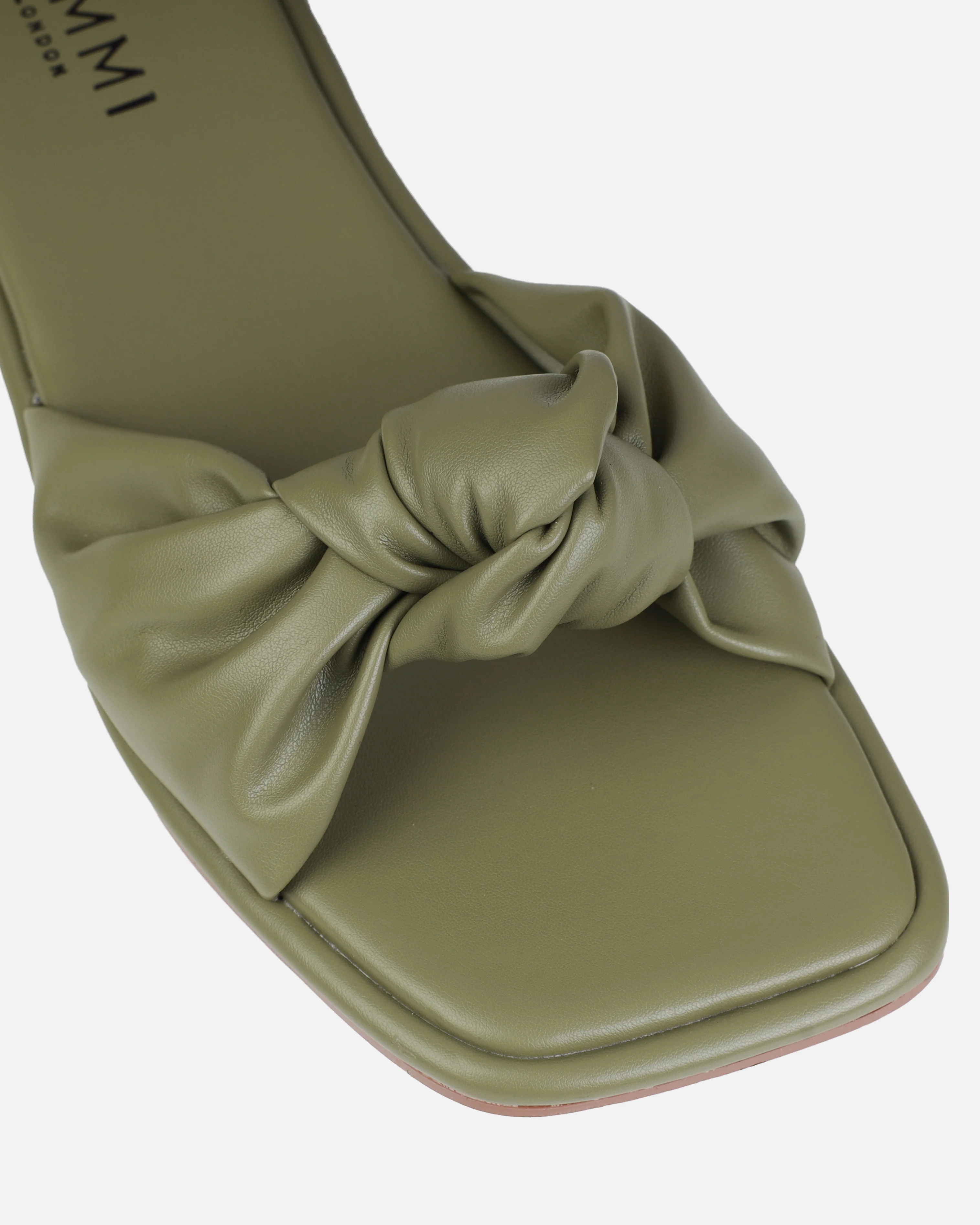 Xantia Khaki Padded Knot Flat Sandals - Image 4