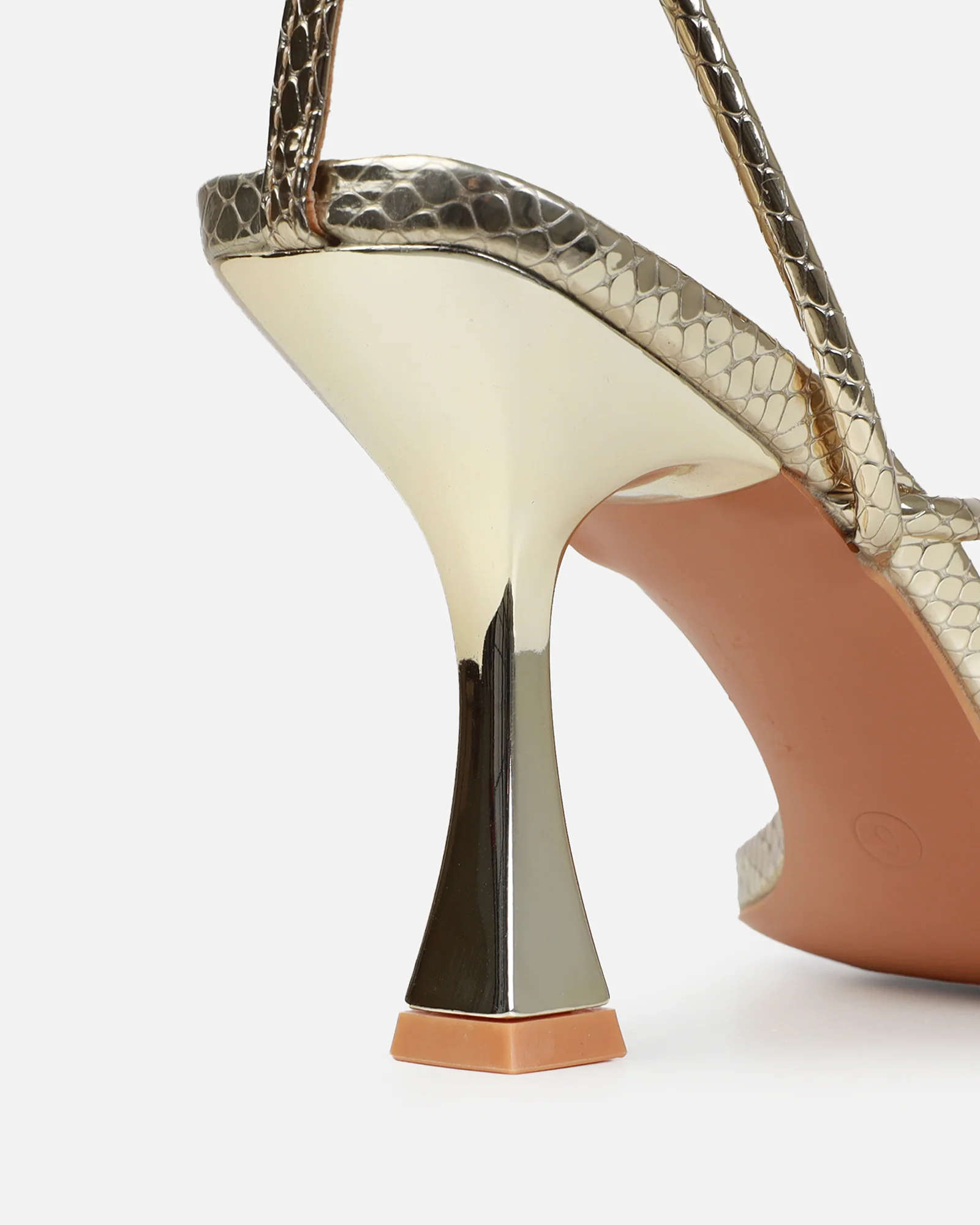 Zadal Gold Faux Snake Print Toe Thong Mid Heels - Image 3