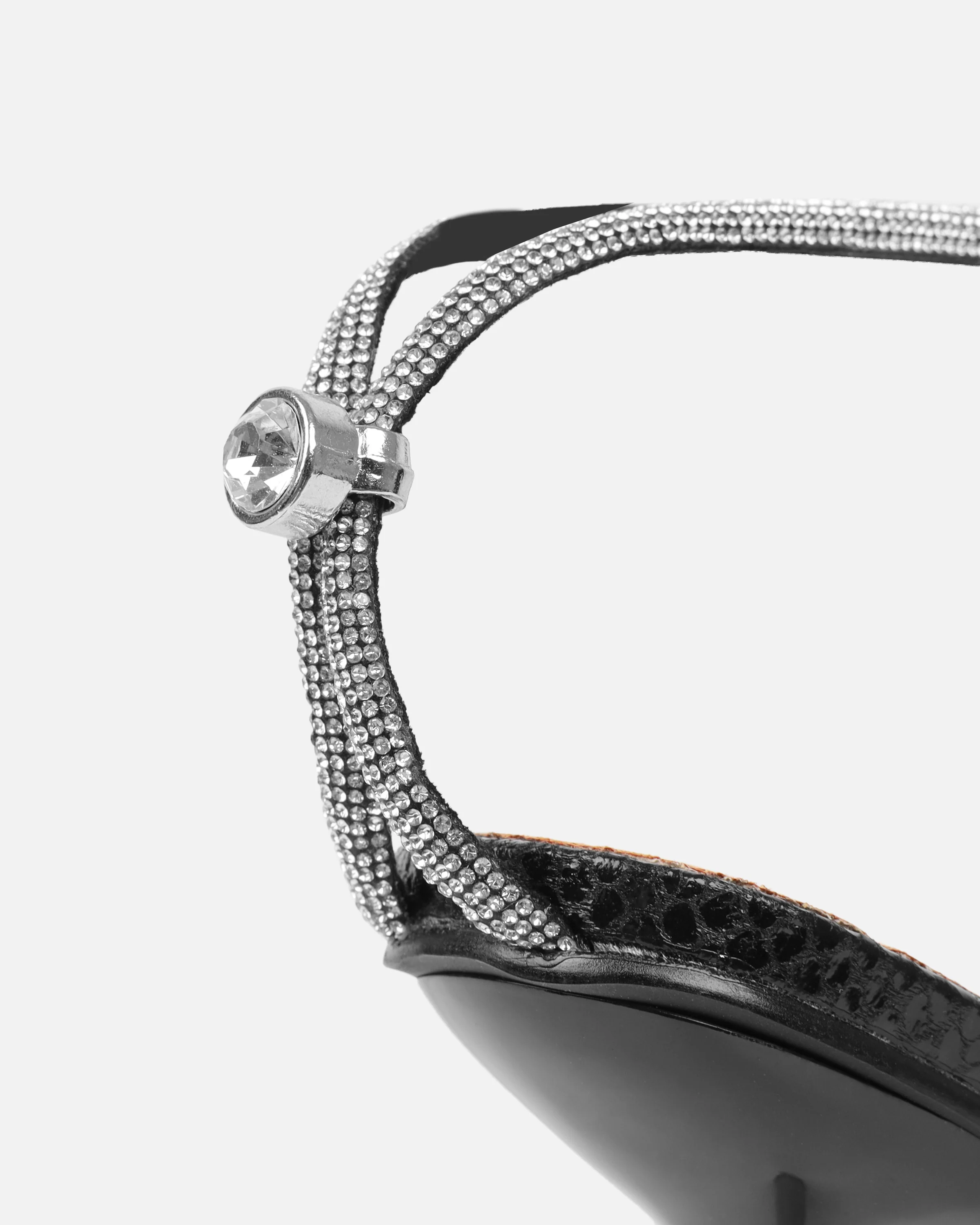 Zayla Clear Black Faux Snake Stiletto Heeled Sandals - Image 3
